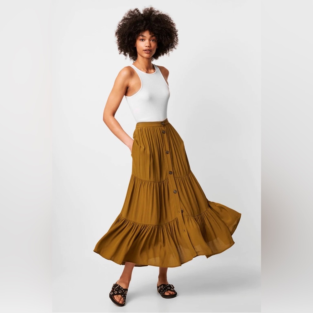 French Connection Easha Drape Button Front Skirt - Picture 9 of 13